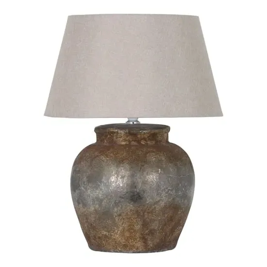 Castalia Ceramic Table Lamp - Aged Stone, Beige Shade image