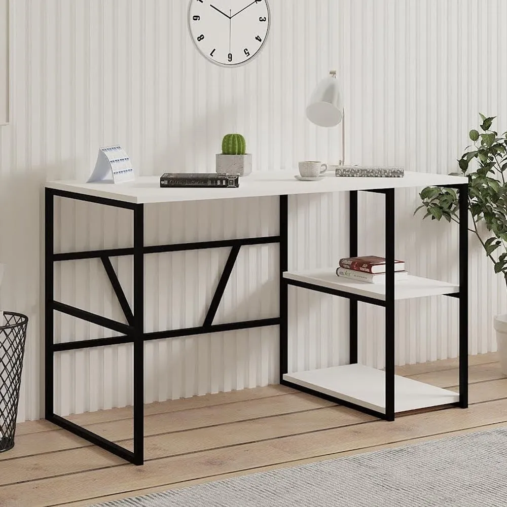 Caste Laptop Desk with Shelves - White, Melamine Particle Board product