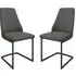 Castle Dining Chairs In Pair - Dark Grey, Faux Leather