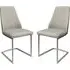 Castle Dining Chairs In Pair - Light Grey, Faux Leather
