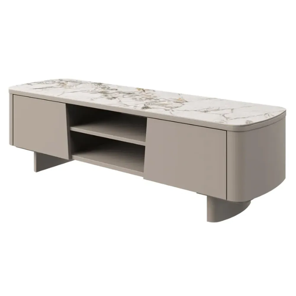 Castle TV Stand with Storage - Beige, Ceramic image
