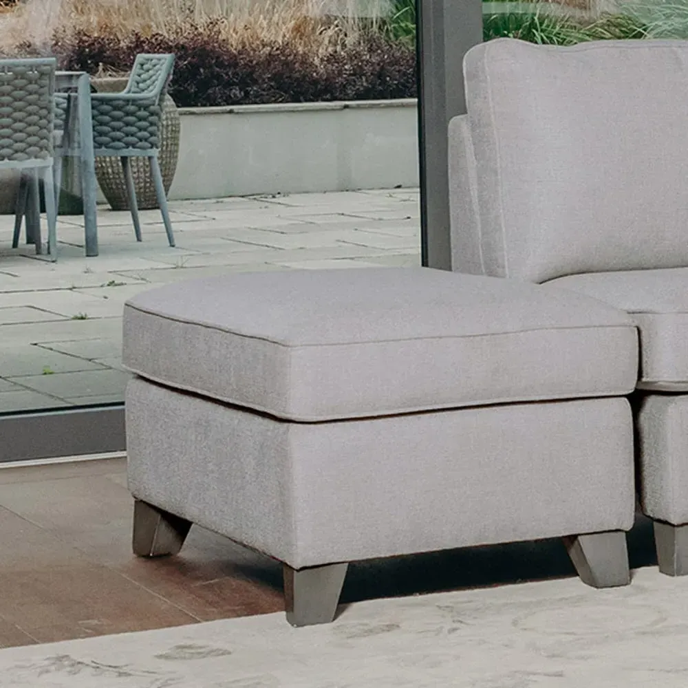 Castro Fabric Foot Stool with Oak Legs - Light Grey image