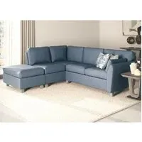 Castro Right Hand Corner Sofa with Oak Legs - Blue