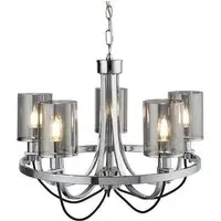 Catalina 5-Light Ceiling Light - Chrome, Smoked Glass