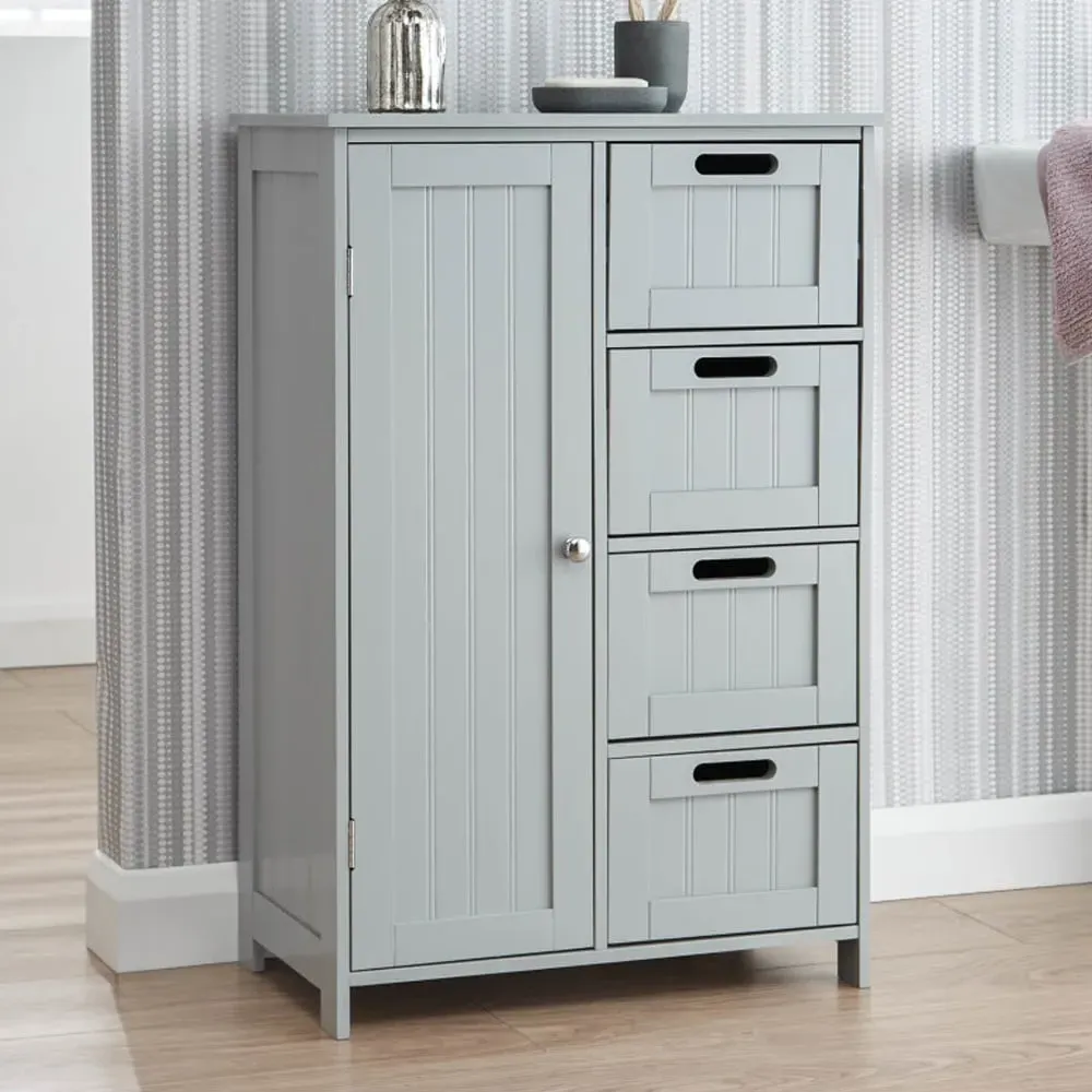 Catford Bathroom Storage Cabinet with 1 Door - Grey, Wood image