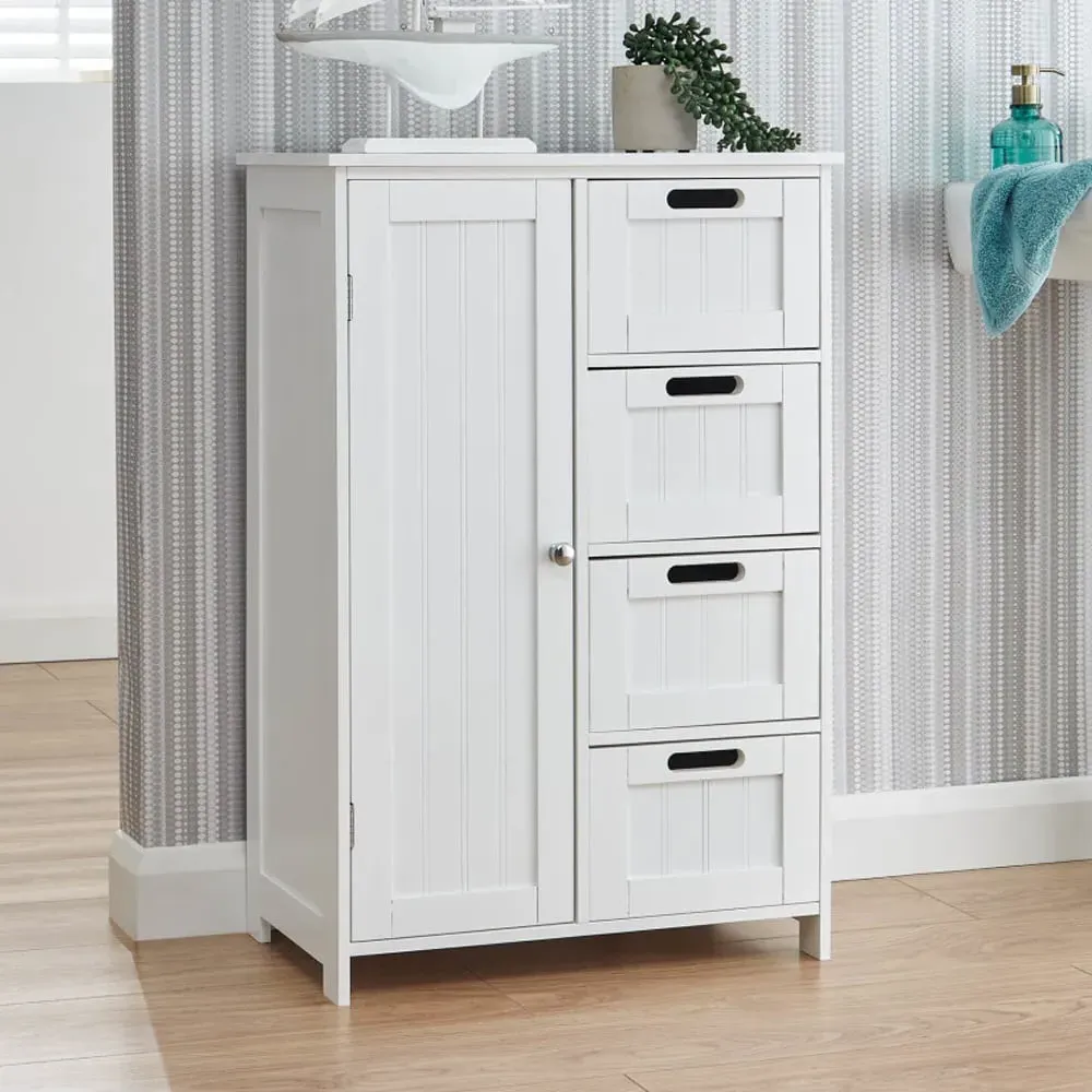 Catford Bathroom Storage Cabinet with 1 Door - White, Wood