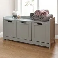 Catford Bathroom Storage Cabinet with 3 Doors - Grey, Wood