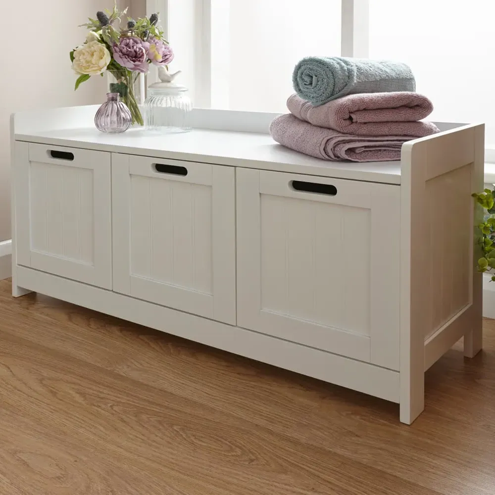 Catford Bathroom Storage Cabinet with 3 Doors - White, Wood