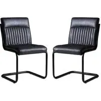Catila Dining Chairs Pair - Grey, Faux Leather