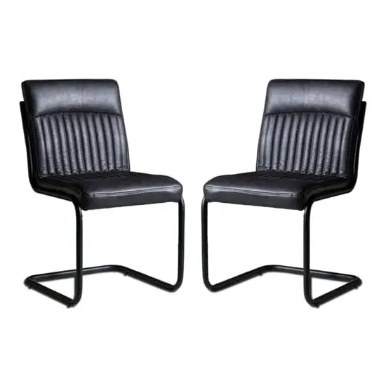 Catila Dining Chairs Pair - Grey, Faux Leather image
