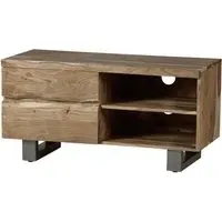 Catila Live Edge TV Stand with 2 Drawers - Oak, Solid Acacia Wood alternate view