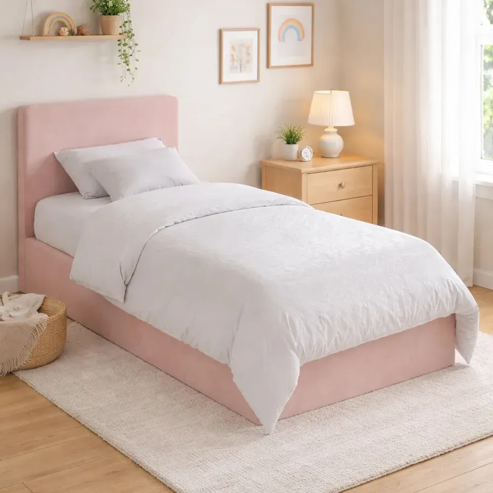 Catskill Single Ottoman Storage Bed - Pink, Fabric product