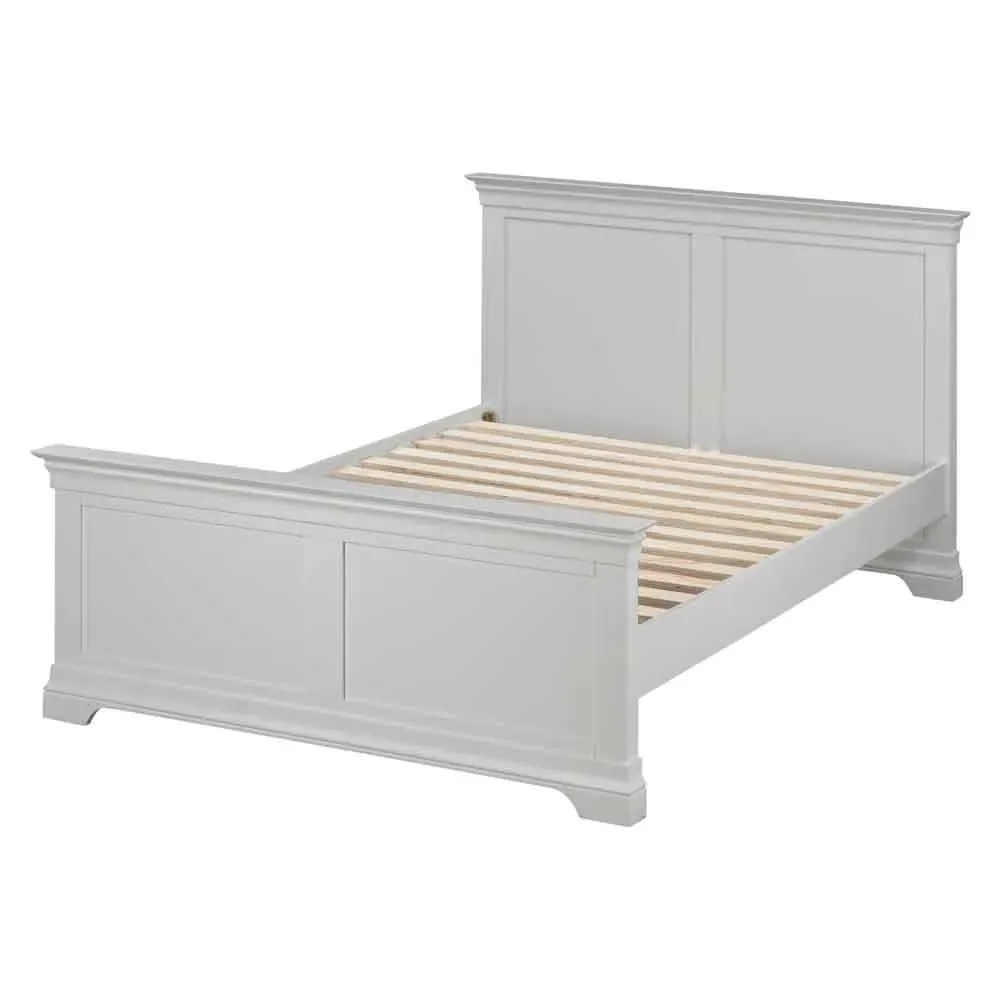 Cavara High Foot End Double Bed Frame - Pebble Grey, Wood product