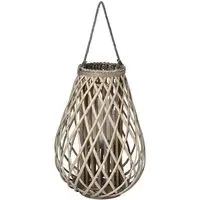 Cave Large Wicker Bulbous Lantern - Brown