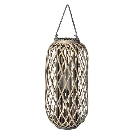 Cave Small Wicker Standing Lantern - Brown