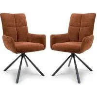 Cavino Dining Chairs with Black Legs, Pair - Rust, Fabric alternate view
