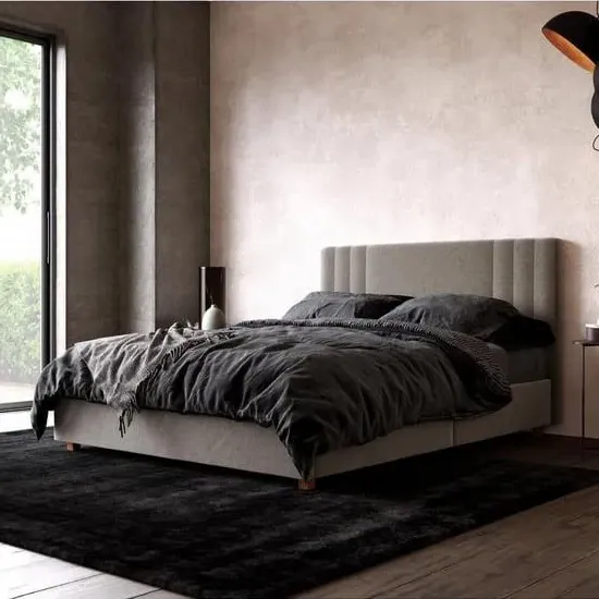 Cayce Double Bed Frame - Light Grey, Linen image