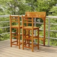 Cayla 3 Piece Balcony Bar Table and Chairs with Backrest - Acacia