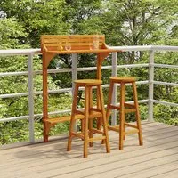 Cayla 3-Piece Bar Table and Round Seat Bar Stools Set - Acacia alternate view