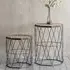 Caylee Wooden Nesting Side Tables with Metal Frame - Natural