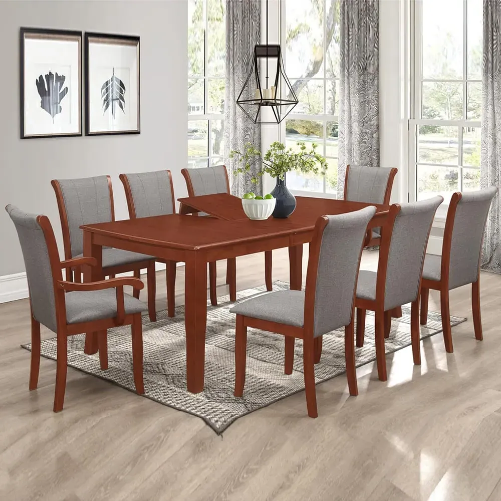 Cayuga Extending Dining Table with 8 Chairs - Grey, Mahogany image