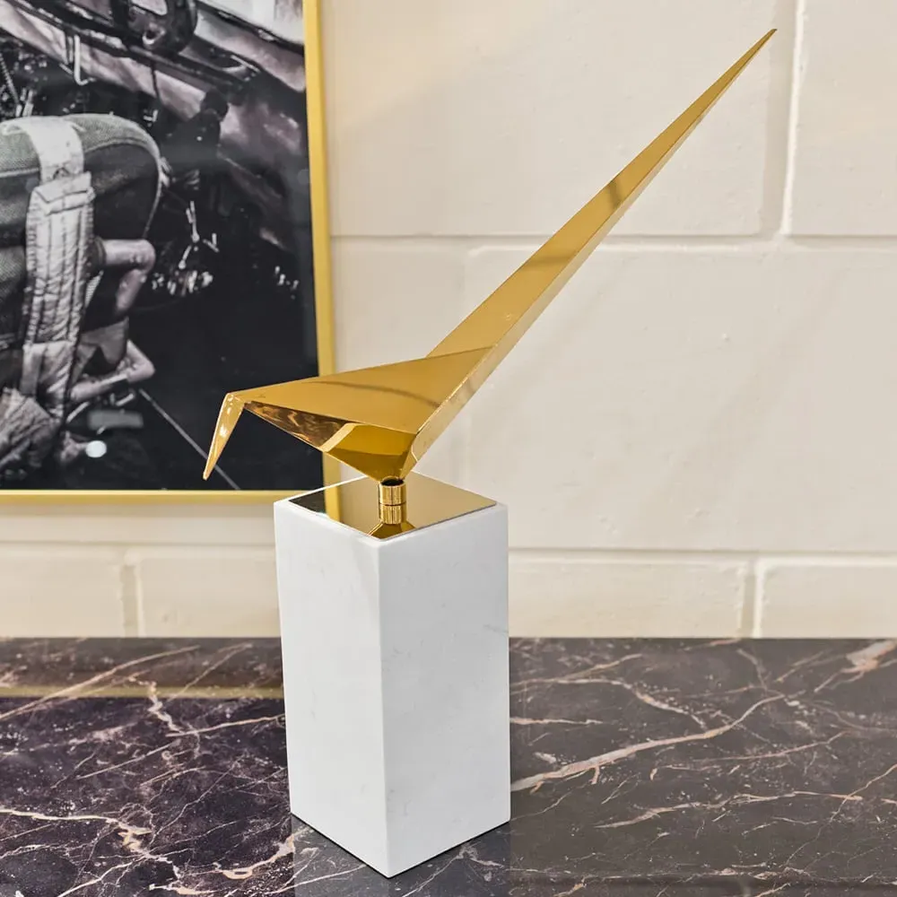 Cayuga Medium Long Tailed Tit Ornament - Gold, Marble image