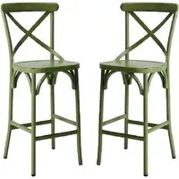 Cayuga Outdoor Bar Chairs Set of 2 - Vintage Green, Aluminium
