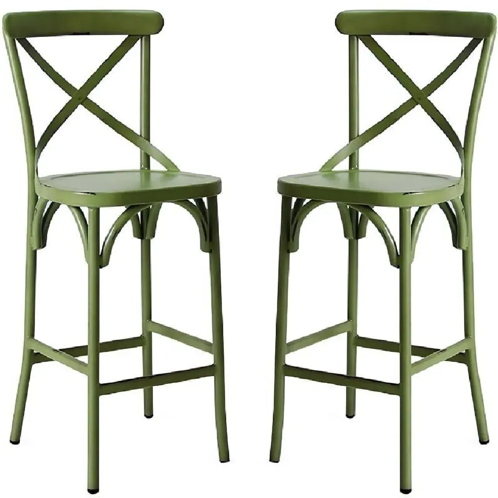 Cayuga Outdoor Bar Chairs Set of 2 - Vintage Green, Aluminium image