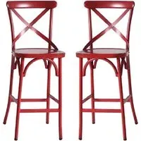 Cayuga Outdoor Bar Chairs Set of 2 - Vintage Red, Aluminium