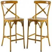 Cayuga Outdoor Bar Chairs Set of 2 - Vintage Yellow, Aluminium