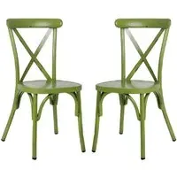 Cayuga Outdoor Side Chairs Set of 2 - Vintage Green, Aluminium