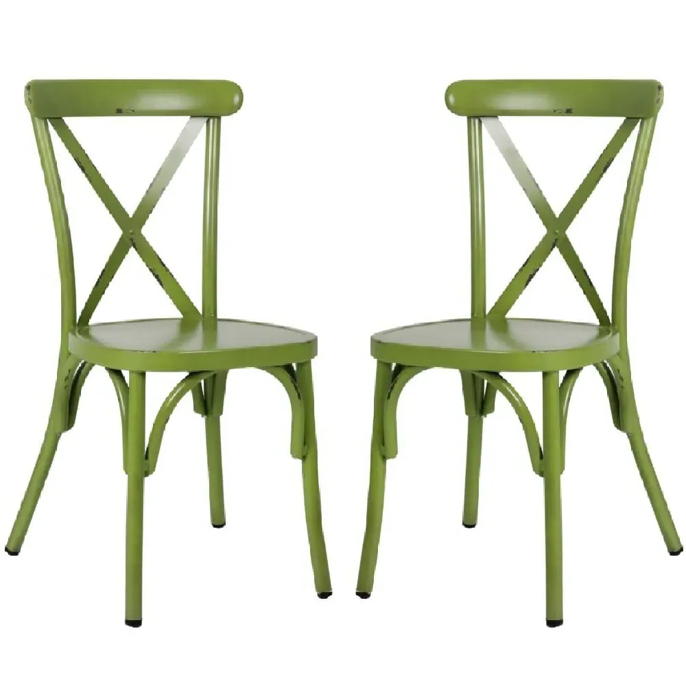 Cayuga Outdoor Side Chairs Set of 2 - Vintage Green, Aluminium