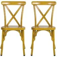 Cayuga Outdoor Side Chairs Set of 2 - Vintage Yellow, Aluminium