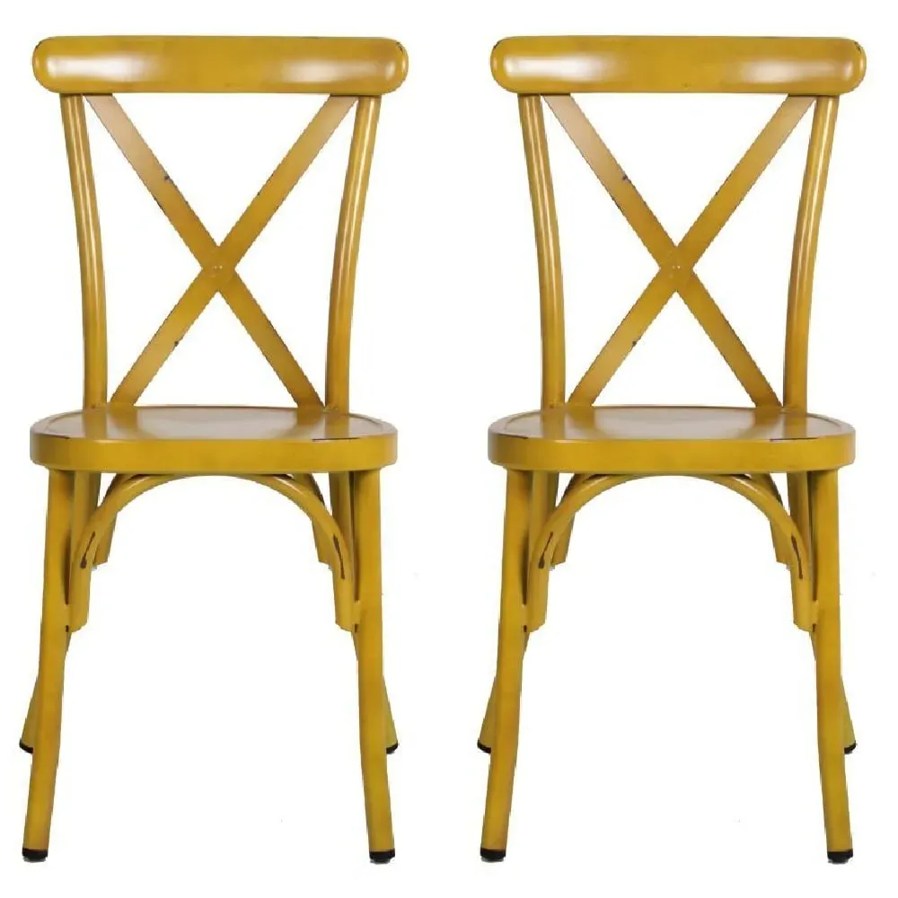Cayuga Outdoor Side Chairs Set of 2 - Vintage Yellow, Aluminium