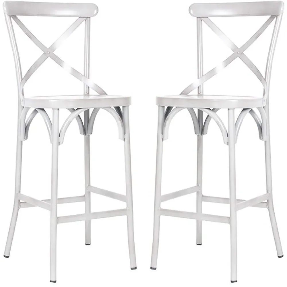 Cayuga Stackable Bar Chair Pair - Vintage White, Aluminium product