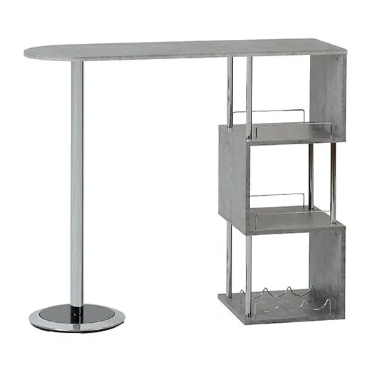 Cayuta Bar Table - Concrete Effect, Chrome