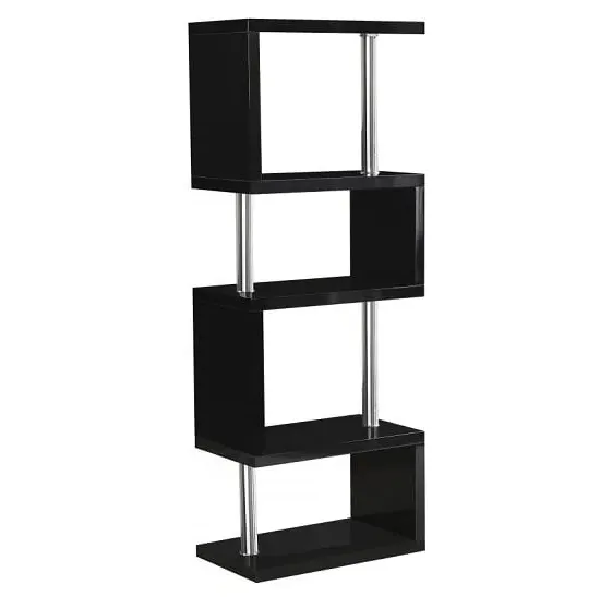 Cayuta Five Tier Shelving Unit - Black Gloss, MDF