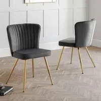 Caziel Dining Chair Pair - Grey, Velvet alternate view