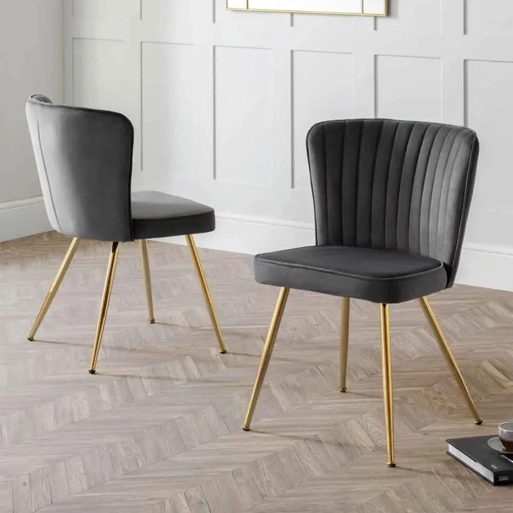 Caziel Dining Chair Pair - Grey, Velvet product