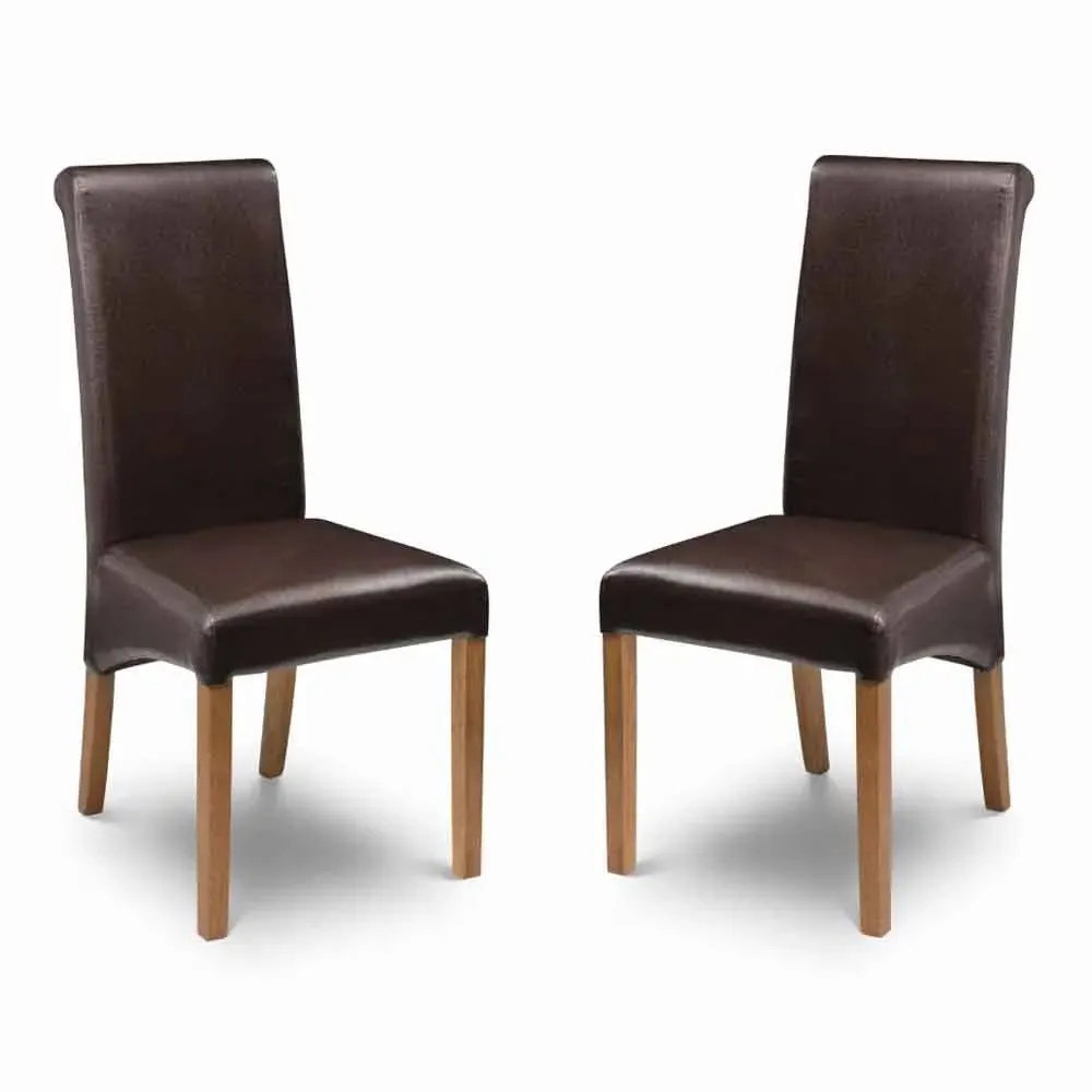 Cazlira Dining Chairs Set of 2 - Brown, Faux Leather product