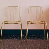 Cedar Dining Chairs Pair - Gold, Metal