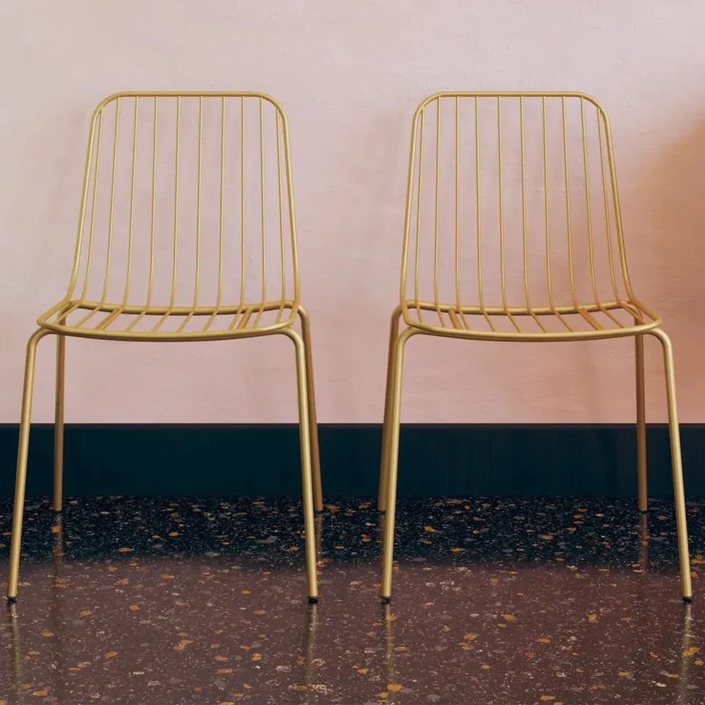 Cedar Dining Chairs Pair - Gold, Metal