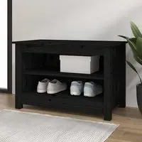 Cedric Shoe Storage Bench - Black, Pine Wood