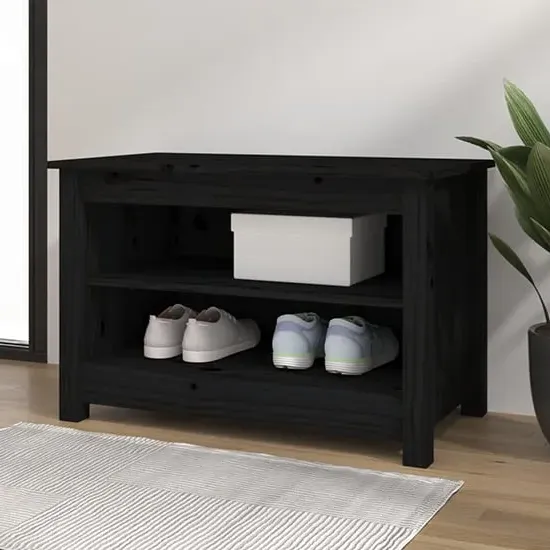 Cedric Shoe Storage Bench - Black, Pine Wood
