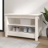Cedric Shoe Storage Bench - White, Pine Wood