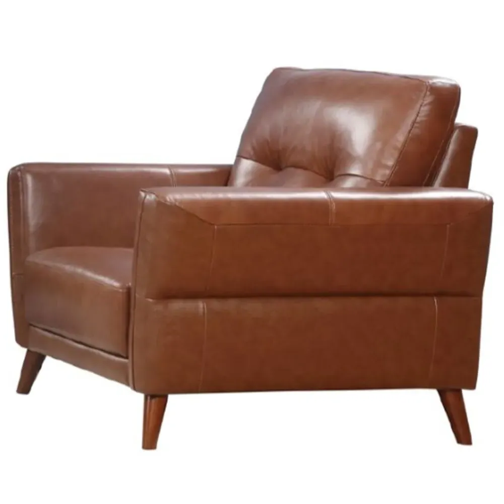 Celina 1-Seater Sofa with Tapered Legs - Saddle, Leather image