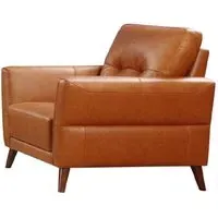 Celina 1-Seater Sofa with Tapered Legs - Tan, Leather
