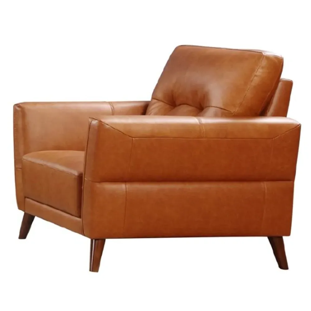 Celina 1-Seater Sofa with Tapered Legs - Tan, Leather