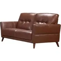 Celina 2-Seater Sofa with Tapered Legs - Saddle, Leather