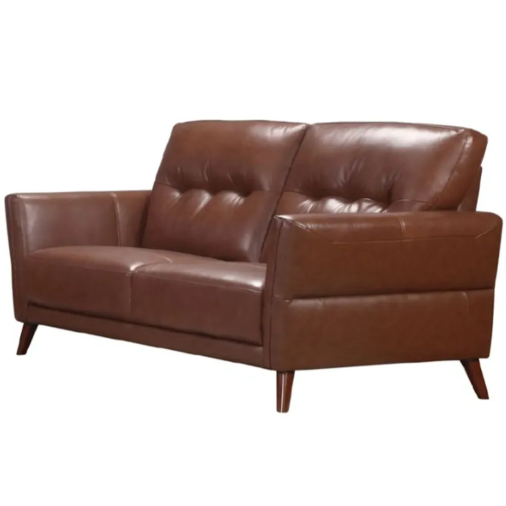 Celina 2-Seater Sofa with Tapered Legs - Saddle, Leather